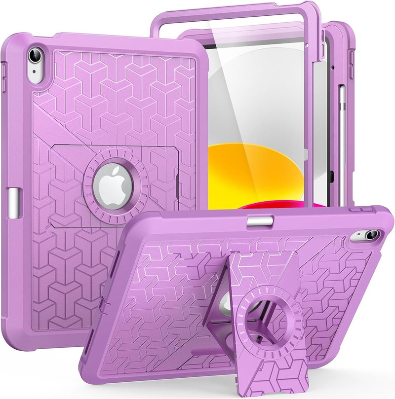 MoKo for iPad (A16) 11th/10th Generation Case 2025/2022, Heavy Duty Shockproof Dual Layer Full Body Protective Cover, Built-in Screen Protector and Kickstand for iPad 11/10.9 Inch., Lilac - Image 1